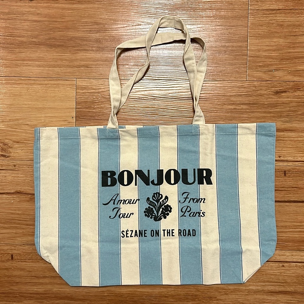 SÉZANE Blue Striped Canvas Tote
